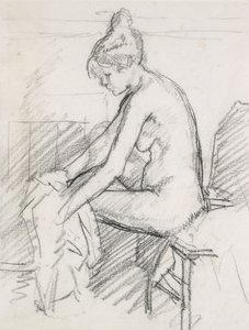 Study of a Nude Female, Seated, Drying Her Right Foot